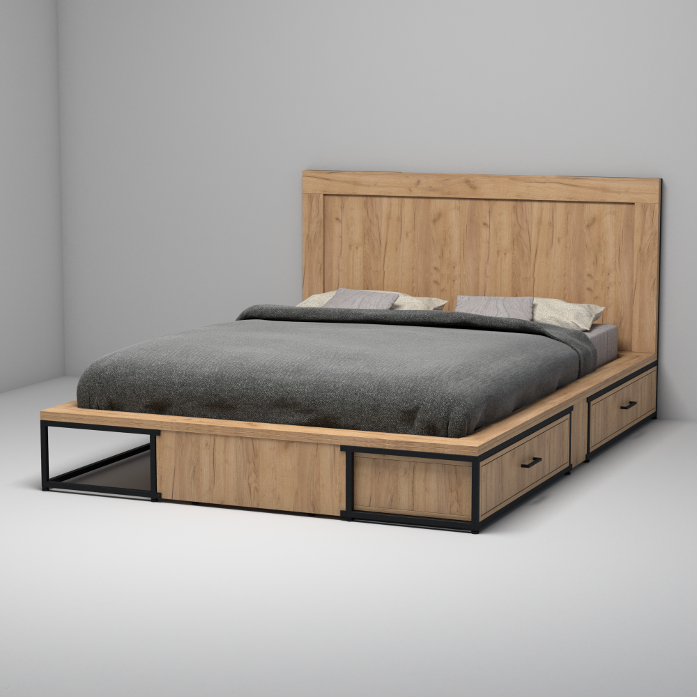 Кровать лофт Анкора 21 +2 ящика с изголовьем